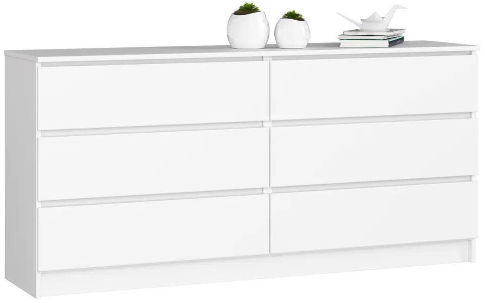 ⁨CHEST OF DRAWERS K 160 cm 6 DRAWERS WHITE⁩ at Wasserman.eu