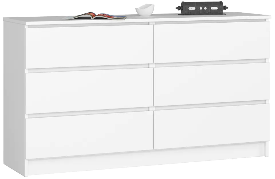 ⁨CHEST OF DRAWERS K 140 cm 6 DRAWERS WHITE⁩ at Wasserman.eu