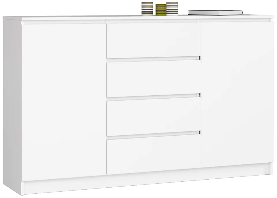 ⁨CHEST OF DRAWERS K 160 cm 2 DOORS 4 DRAWERS WHITE⁩ at Wasserman.eu