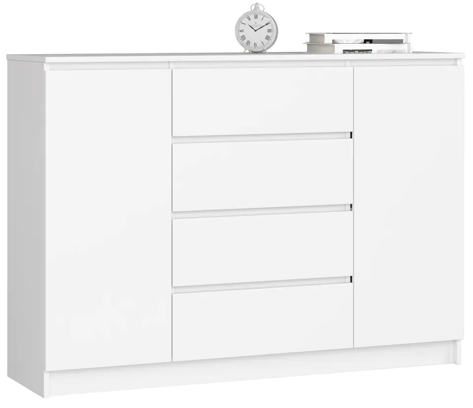 ⁨CHEST OF DRAWERS K 140 cm 2 DOORS 4 DRAWERS WHITE⁩ at Wasserman.eu