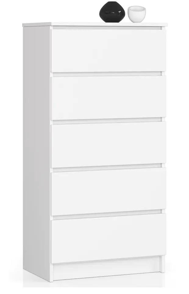 ⁨CHEST OF DRAWERS K 60 cm 5 DRAWERS WHITE⁩ at Wasserman.eu