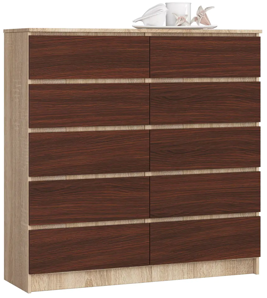 ⁨CHEST OF DRAWERS K 120 cm 10 DRAWERS SONOMA / WENGE⁩ at Wasserman.eu