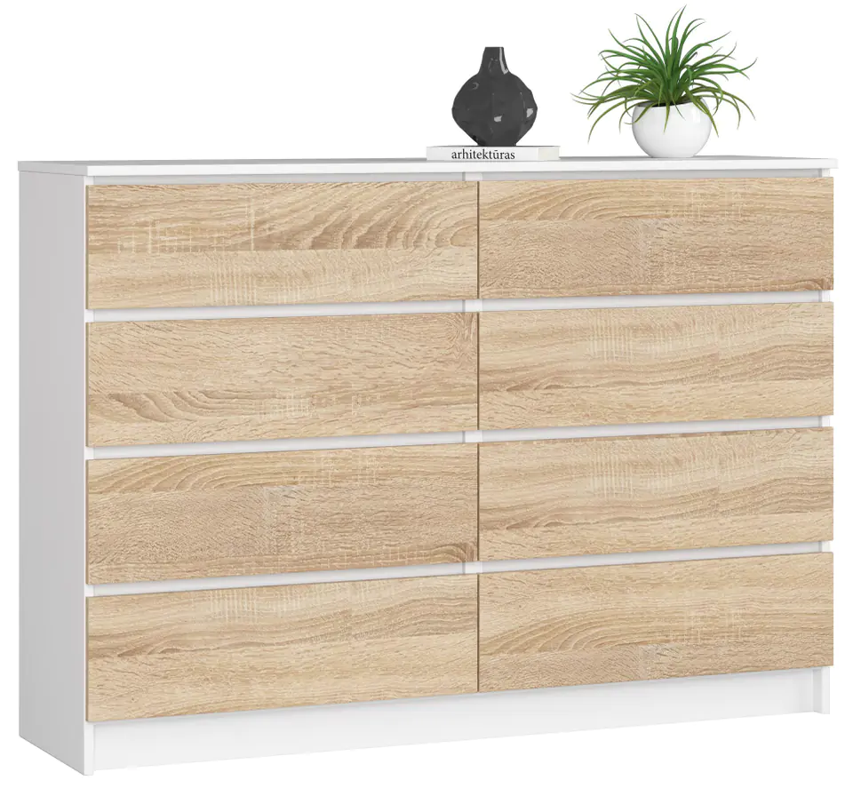 KOMODA K140 8SZ CLP BIAŁY / SONOMA w sklepie Wasserman.eu