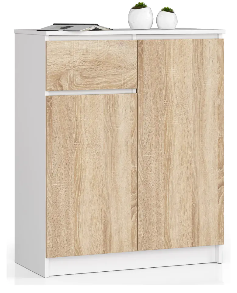 KOMODA K80 2D 1SZ CLP PK BIAŁY / DĄB SONOMA w sklepie Wasserman.eu