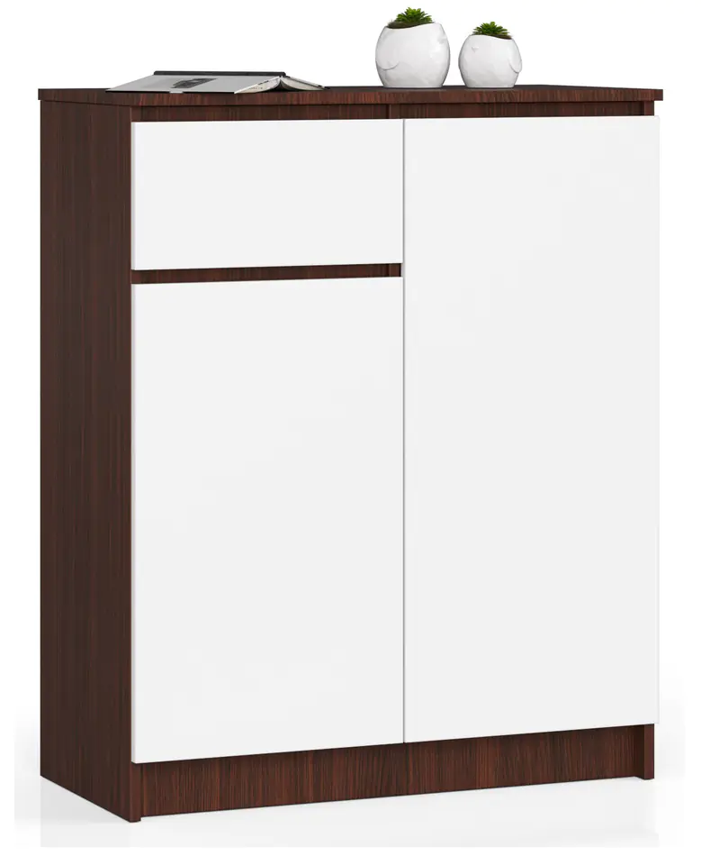 KOMODA K 80 cm 2 DRZWI 1 SZUFLADA WENGE / BIAŁA w sklepie Wasserman.eu