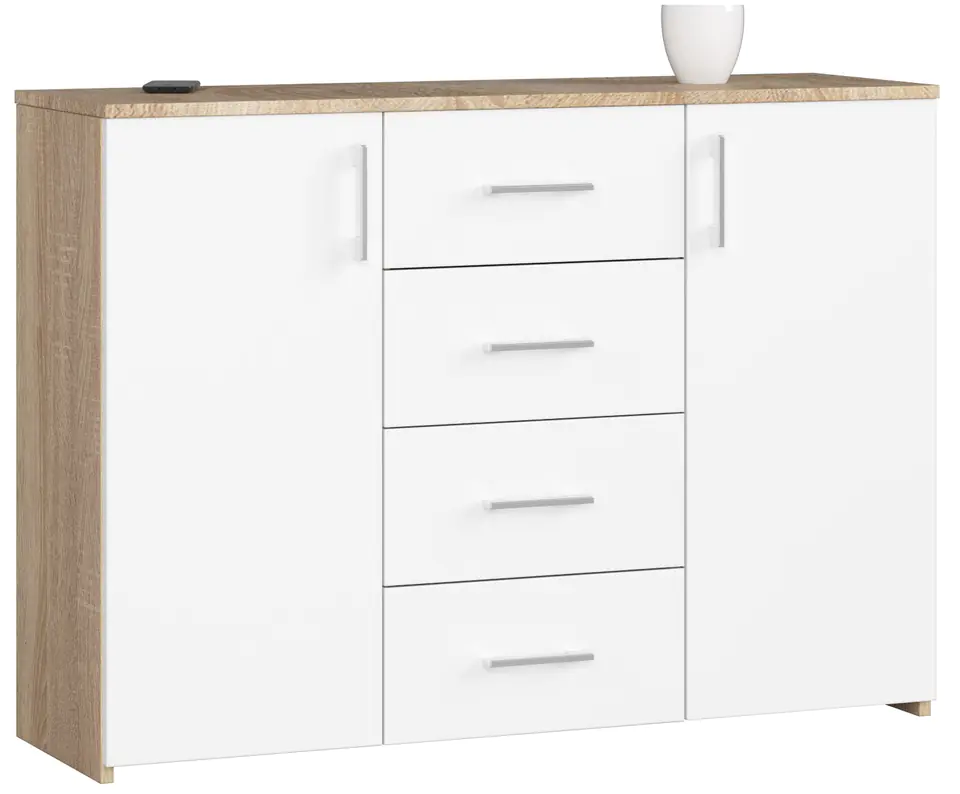 ⁨CHEST OF DRAWERS K 45 110 cm SONOMA / WHITE⁩ at Wasserman.eu