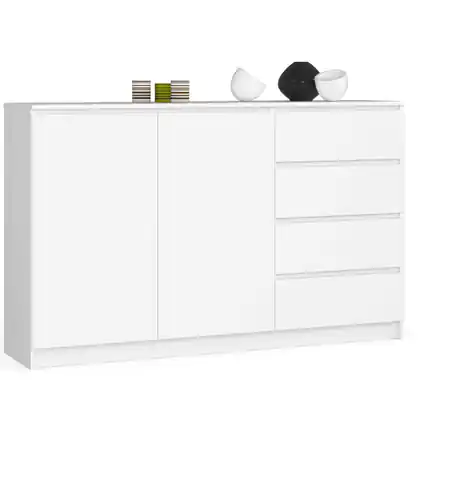 ⁨Bedroom chest of drawers 160 cm K013 - White - 2 doors, 4 drawers⁩ at Wasserman.eu