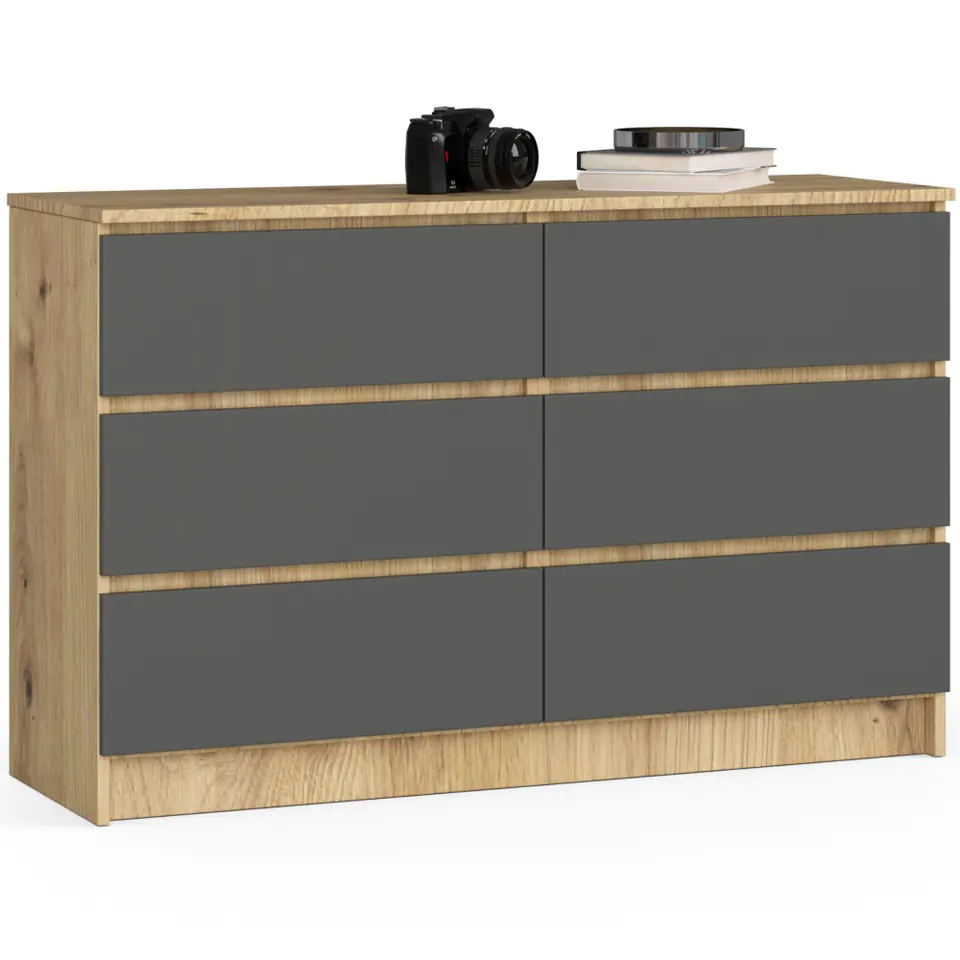 KOMODA K120 6SZ CLP DĄB ARTISAN / SZARY w sklepie Wasserman.eu