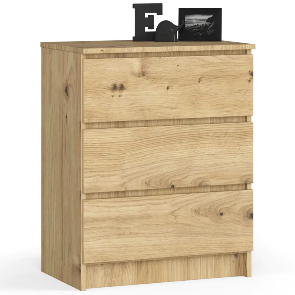 ⁨Living room chest of drawers K 60 cm 3 drawers - oak artisan⁩ at Wasserman.eu