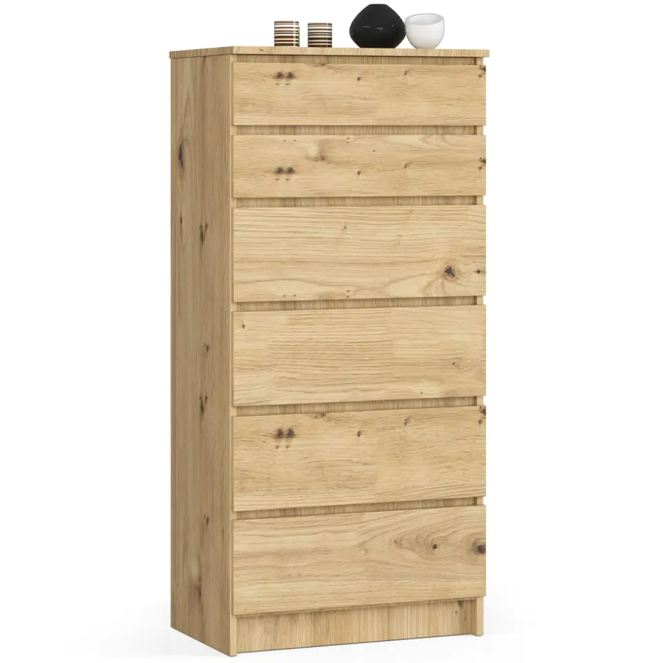 ⁨Living room chest of drawers K 60 cm 6 drawers - artisan oak⁩ at Wasserman.eu