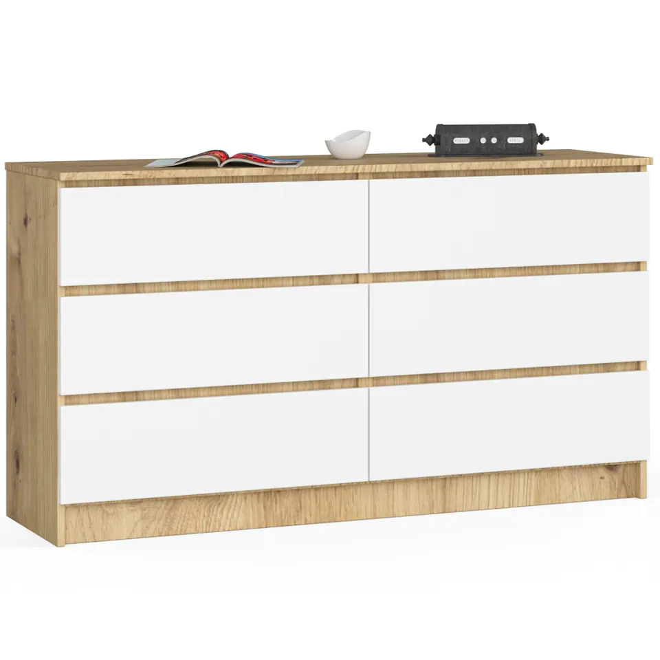 KOMODA K140 6SZ CLP DĄB ARTISAN / BIAŁY w sklepie Wasserman.eu