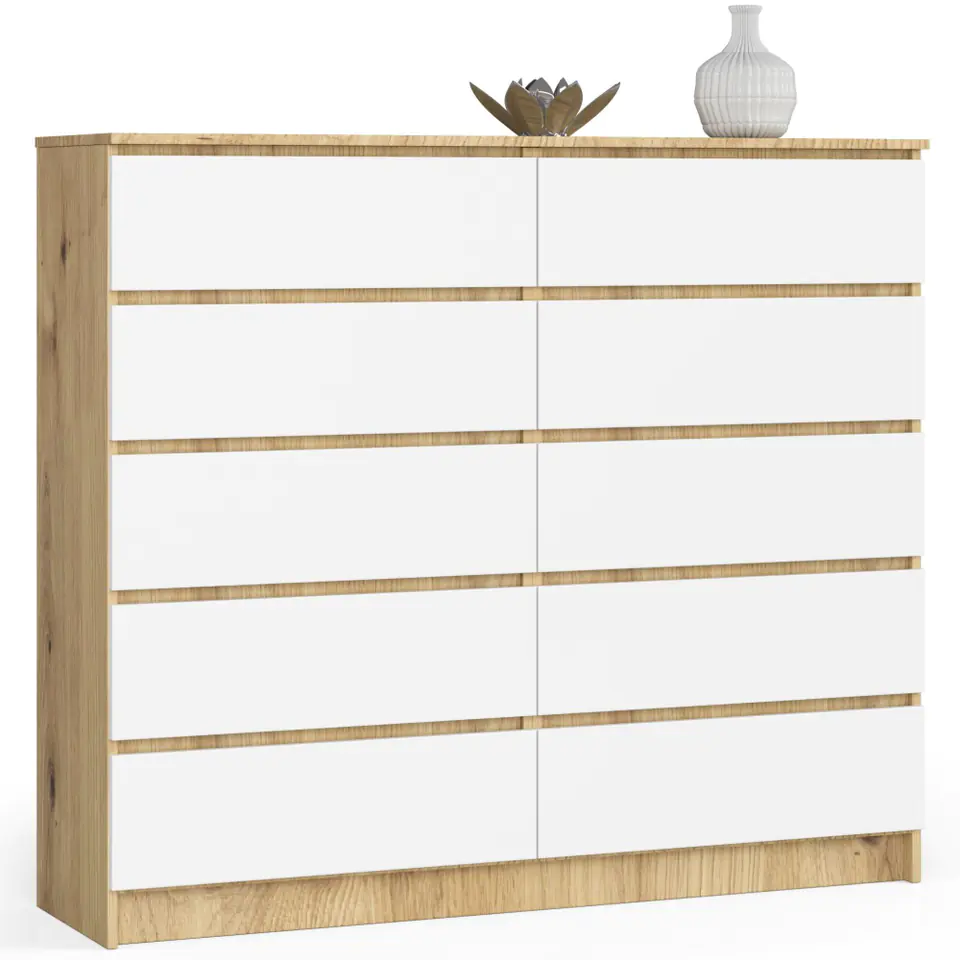 KOMODA K140 10SZ CLP DĄB ARTISAN / BIAŁY w sklepie Wasserman.eu