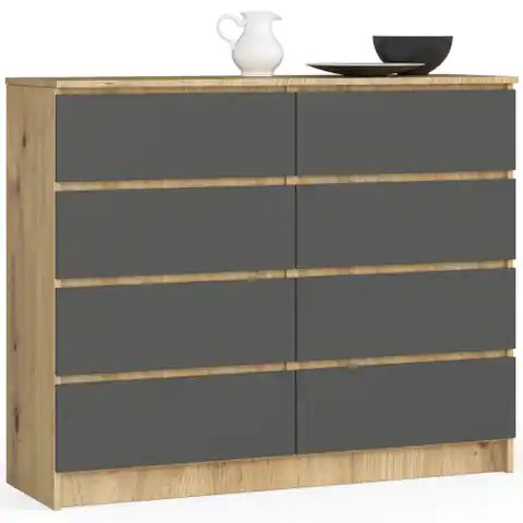 ⁨Living room chest of drawers K 120 cm 8 drawers - gray artisan oak⁩ at Wasserman.eu