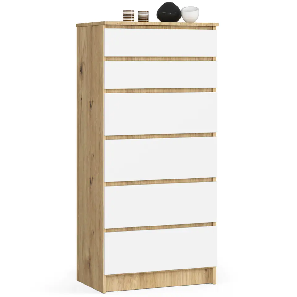 KOMODA K60 6SZ CLP PK DĄB ARTISAN / BIAŁY w sklepie Wasserman.eu