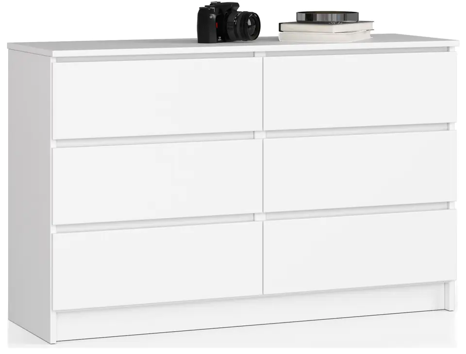 ⁨CHEST OF DRAWERS K 120 cm 6 DRAWERS WHITE⁩ at Wasserman.eu