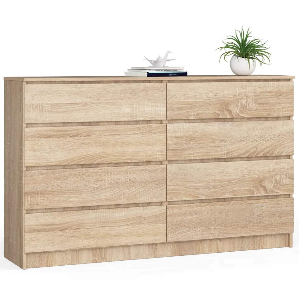 ⁨Living room chest of drawers K 160 cm 8 drawers - sonoma oak⁩ at Wasserman.eu