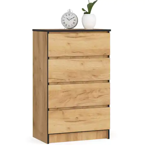 ⁨Living room chest of drawers K 60 cm 4 drawers - craft oak⁩ at Wasserman.eu