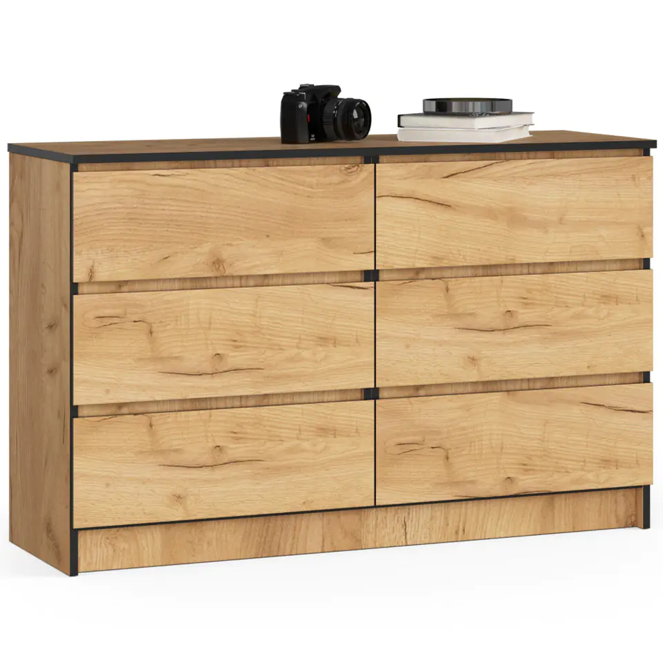 ⁨Living room chest of drawers K 120 cm 6 drawers - craft oak⁩ at Wasserman.eu