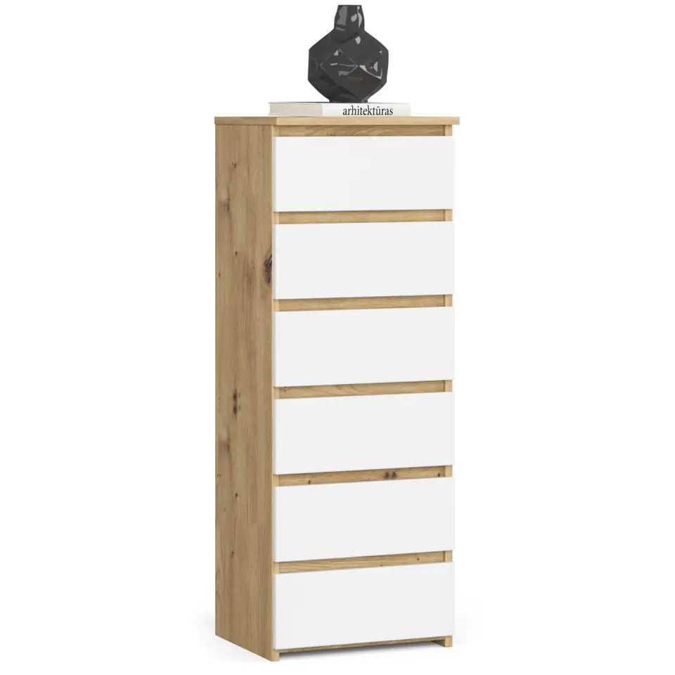 ⁨Chest of drawers CL6 40 cm 6 drawers - artisan oak-white⁩ at Wasserman.eu