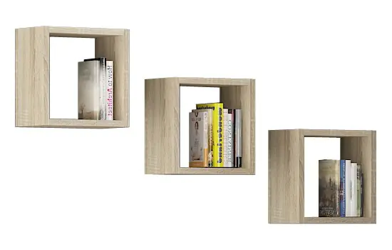 WALL SHELF K 25x25cm SET 3pcs SONOMA OAK at Wasserman.eu