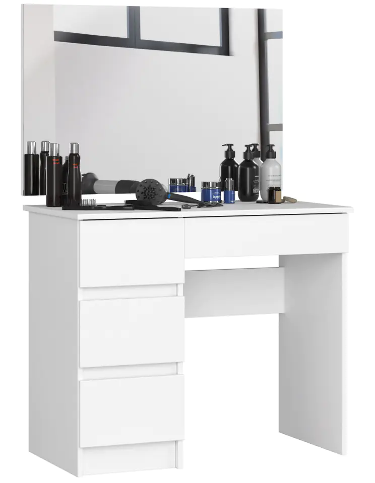 ⁨COSMETIC DRESSING TABLE WITH MIRROR T-6/SL 900x600 LEFT WHITE⁩ at Wasserman.eu