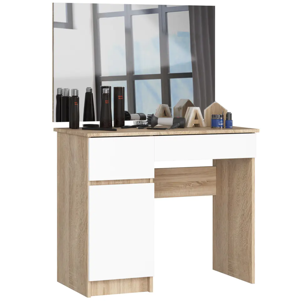 ⁨COSMETIC DRESSING TABLE WITH MIRROR P-2/SL 900x600 LEFT OAK SONOMA / WHITE⁩ at Wasserman.eu