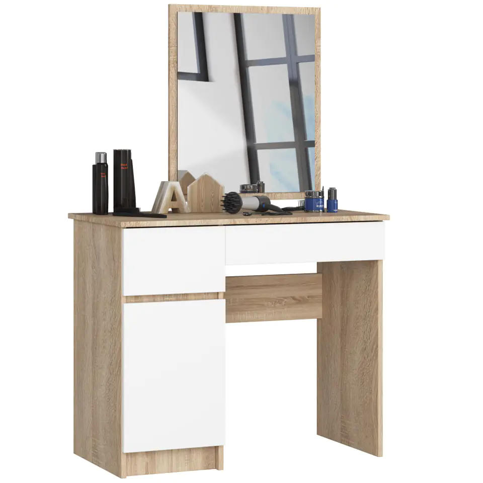 ⁨COSMETIC DRESSING TABLE WITH MIRROR P-2/SL 500x600 LEFT OAK SONOMA / WHITE⁩ at Wasserman.eu