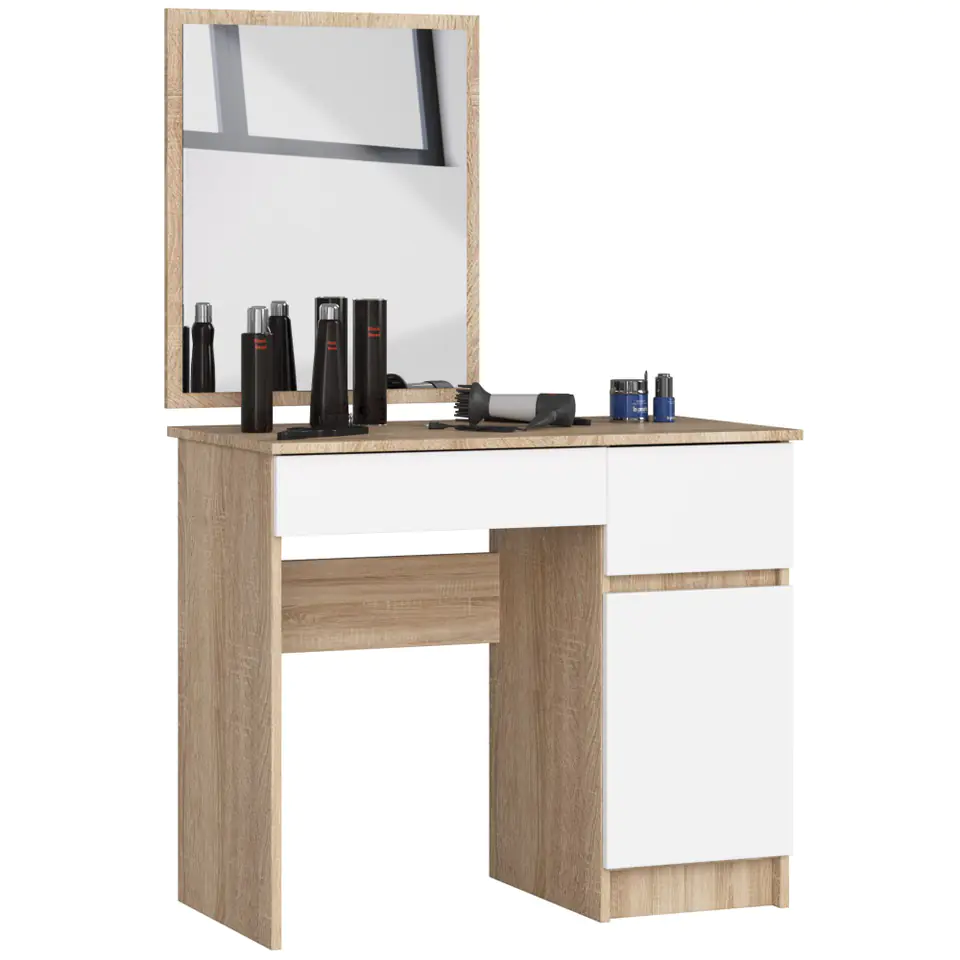 ⁨COSMETIC DRESSING TABLE WITH MIRROR P-2/SL 500x600 RIGHT OAK SONOMA / WHITE⁩ at Wasserman.eu