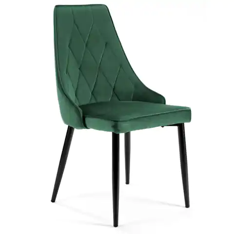 ⁨4x Velour Upholstered Quilted Chair SJ.054 Bottle Green⁩ at Wasserman.eu
