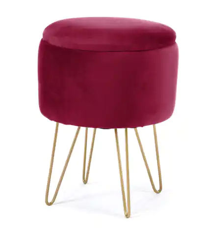 ⁨Openable pouf with container velour LILI Burgundy⁩ at Wasserman.eu