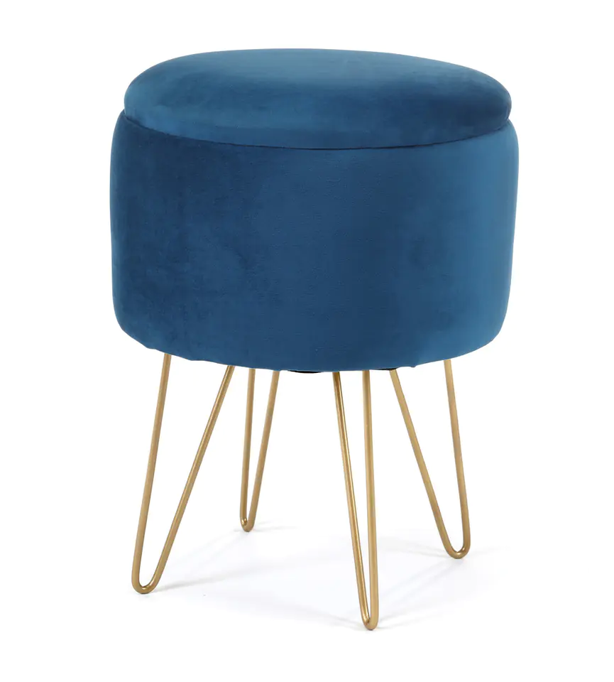 ⁨Openable pouf with container velour LILI Granatowa⁩ at Wasserman.eu