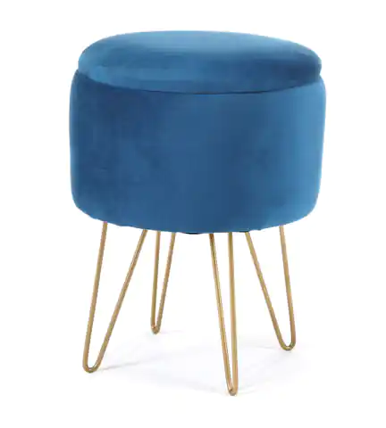 ⁨Openable pouf with container velour LILI Blue⁩ at Wasserman.eu