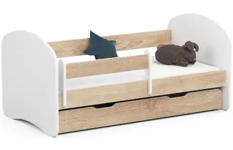 ⁨Children's bed 140x70 SMILE with mattress and drawer oak sonoma⁩ at Wasserman.eu