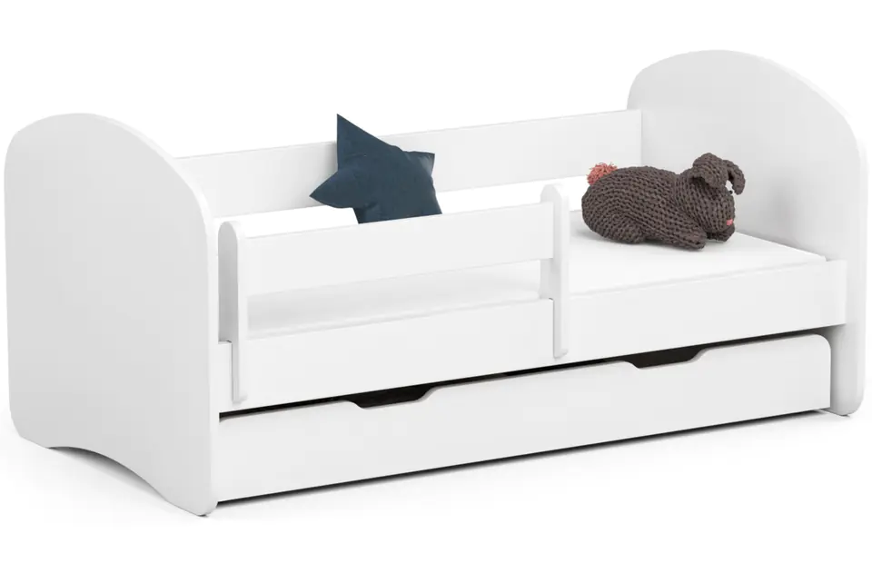 ⁨Children's bed 140x70 SMILE with mattress and drawer white⁩ at Wasserman.eu