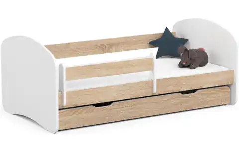⁨Children's bed 160x80 SMILE with mattress and drawer sonoma oak⁩ at Wasserman.eu