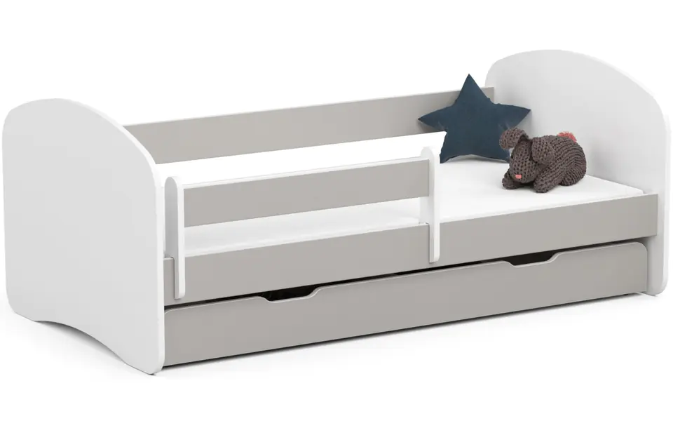 ⁨Children's bed 160x80 SMILE with mattress and drawer grey⁩ at Wasserman.eu