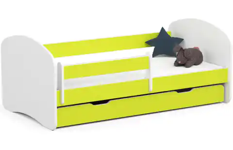 ⁨Children's bed 160x80 SMILE with mattress and drawer lime⁩ at Wasserman.eu