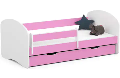 ⁨Children's bed 160x80 SMILE with mattress and drawer pink⁩ at Wasserman.eu