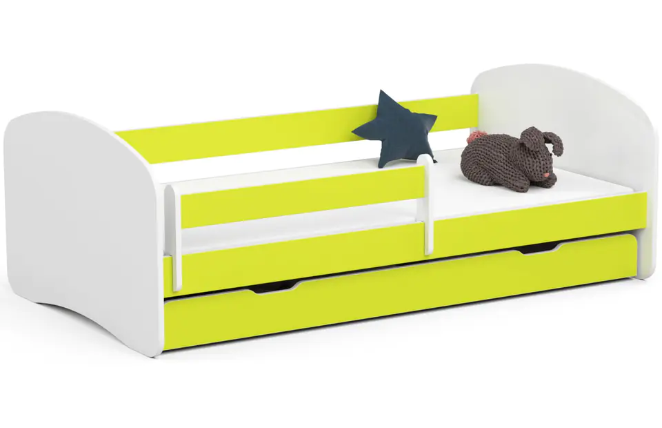 ⁨Children's bed 180x90 SMILE with mattress and lime drawer⁩ at Wasserman.eu