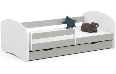 ⁨Kinderbett 180x90 SMILE mit Matratze und Schublade grau⁩ im Wasserman.eu