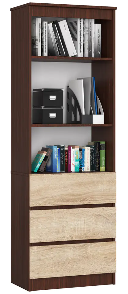 ⁨OFFICE SHELVING R 60 cm CLP 3 DRAWERS 2 SHELVES WENGE / SONOMA⁩ at Wasserman.eu