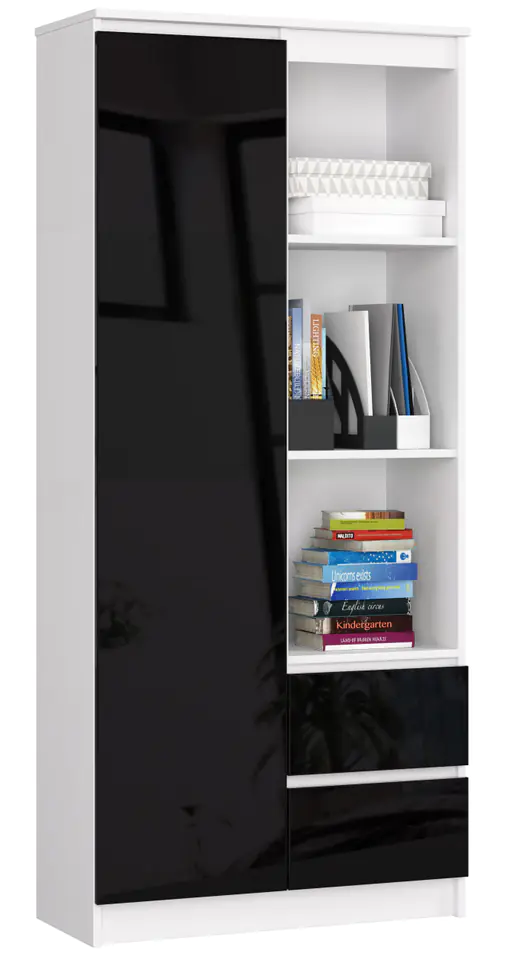 ⁨OFFICE SHELVING R 80 cm CLP R11 WHITE / GLOSS BLACK⁩ at Wasserman.eu