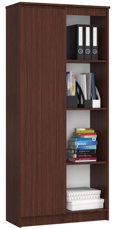 ⁨OFFICE RACK R 80 cm CLP 1 DOORS 4 WENGE SHELVES⁩ at Wasserman.eu