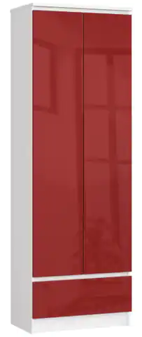 ⁨OFFICE SHELVING CABINET R 60 cm CLP 1 DRAWER 2 DOORS WHITE / RED GLOSS⁩ at Wasserman.eu