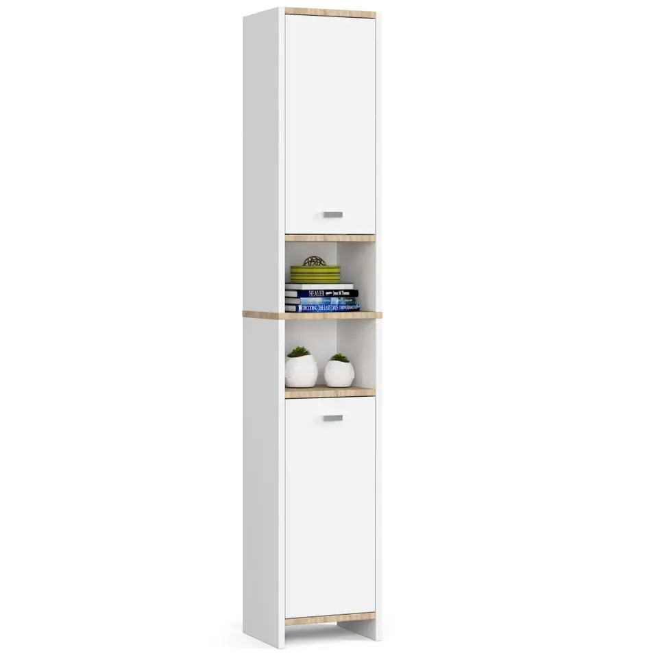 ⁨Bathroom bookcase Beti - White - 2 doors 2 niches⁩ at Wasserman.eu