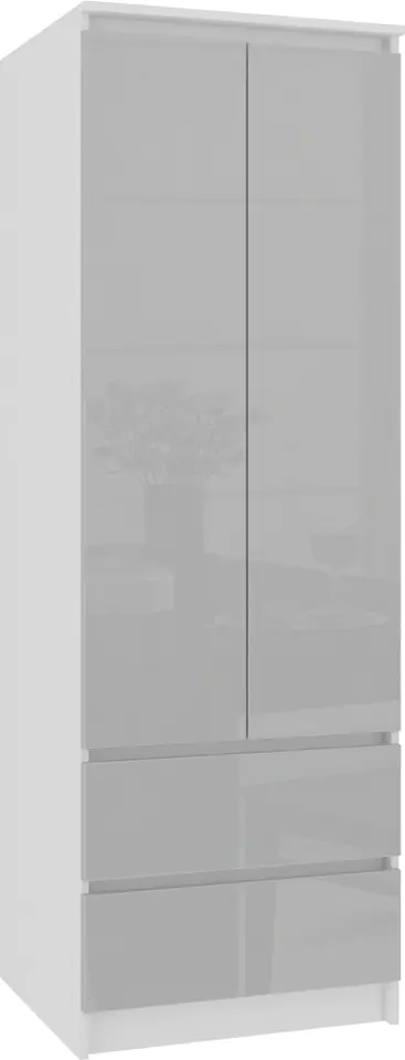 ⁨WARDROBE STAR S 60 cm 2 DOORS 2 DRAWERS WHITE / METALLIC GLOSS⁩ at Wasserman.eu