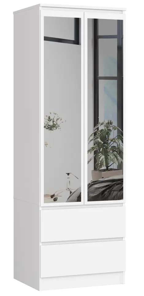 ⁨STAR S 60 cm WARDROBE WITH MIRROR 2 DOORS 2 DRAWERS WHITE⁩ at Wasserman.eu