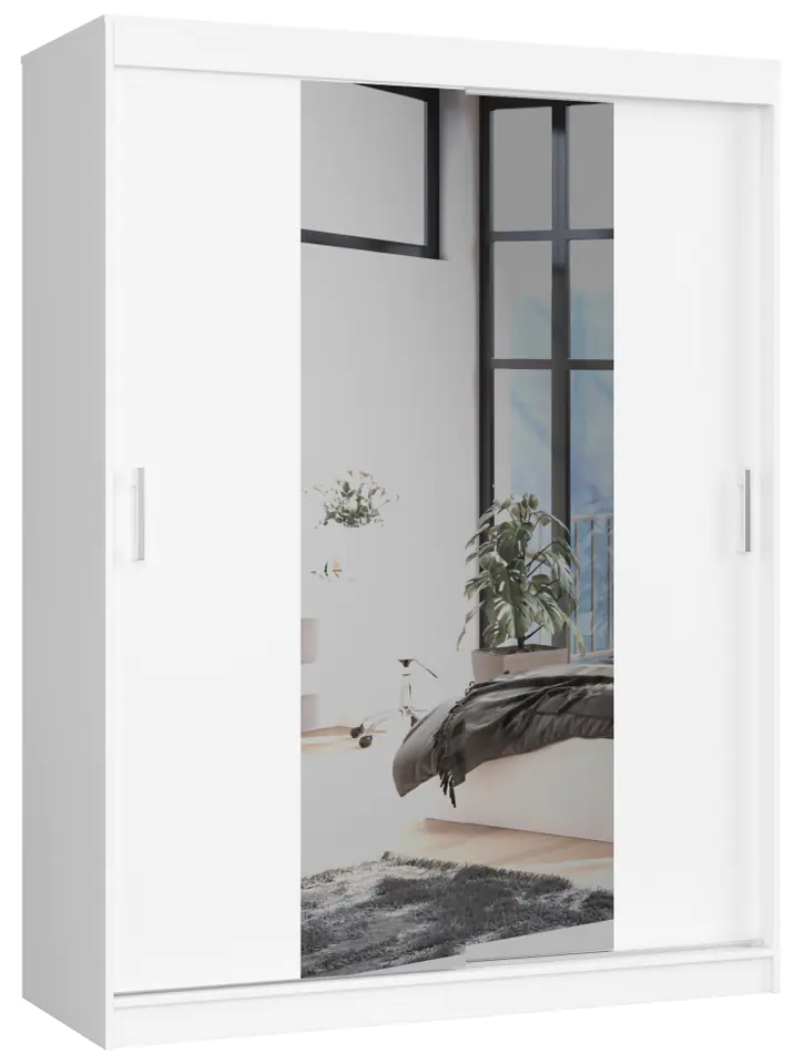 ⁨SLIDING WARDROBE 150 cm CLP WITH MIRROR WHITE⁩ at Wasserman.eu