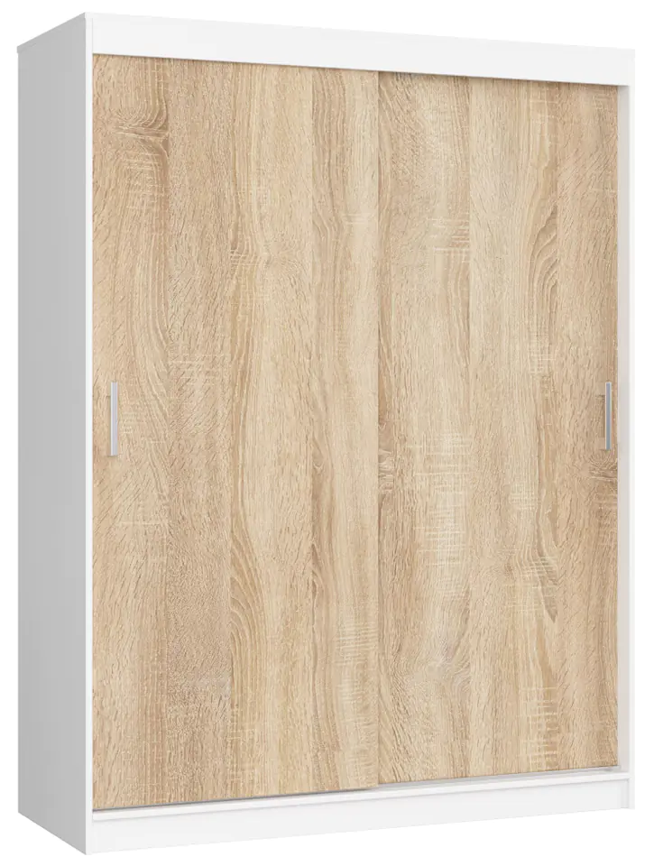 SZAFA PRZESUWNA 150 cm CLP MONO BIAŁA/SONOMA w sklepie Wasserman.eu
