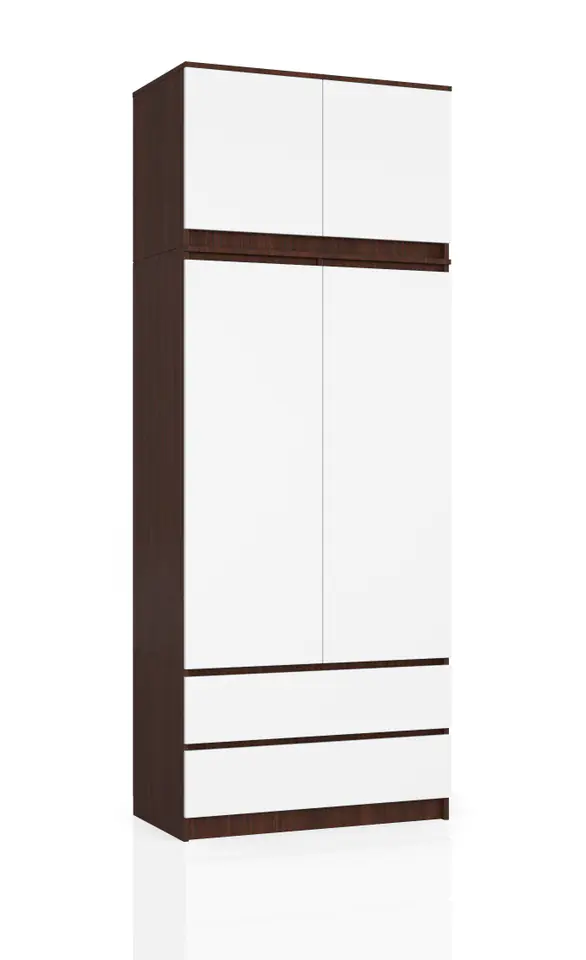 ⁨WARDROBE WITH EXTENSION S 90 cm 2 DOORS 2 DRAWERS WENGE / WHITE⁩ at Wasserman.eu